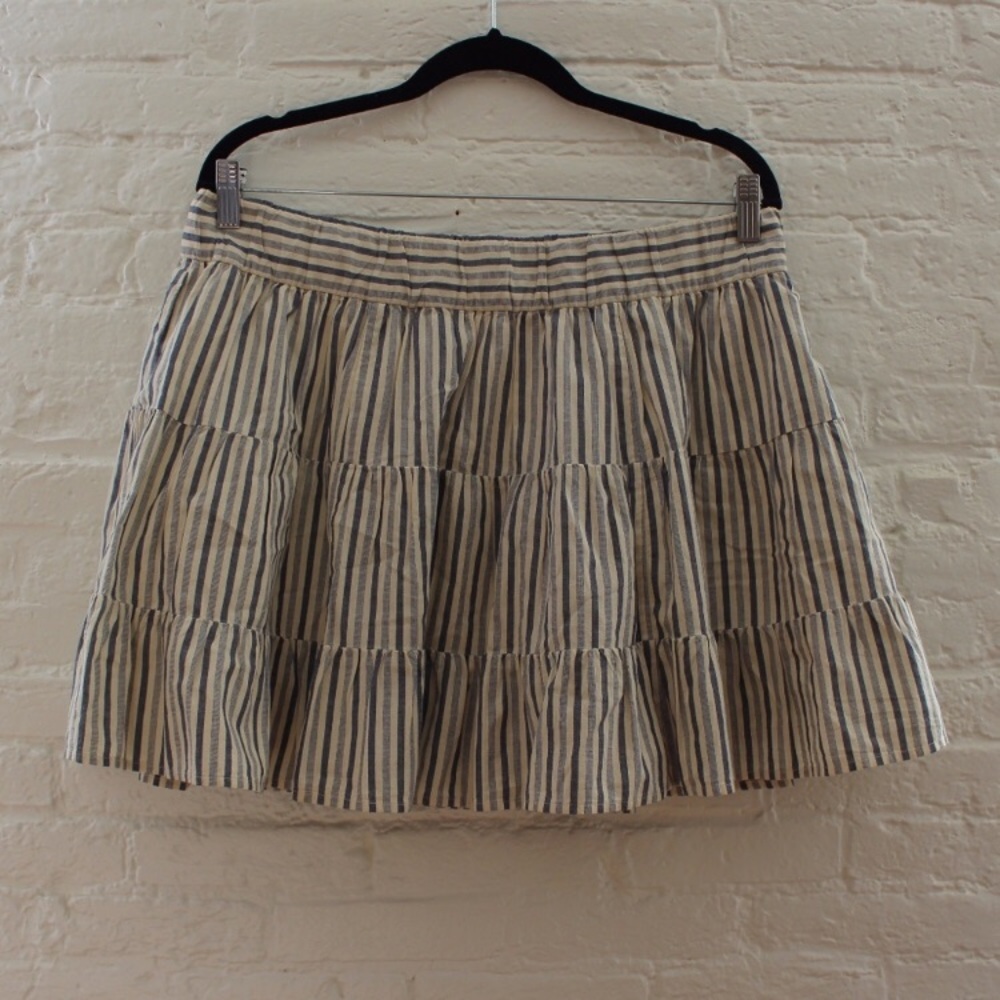 J crew blue and white striped tiered skirt